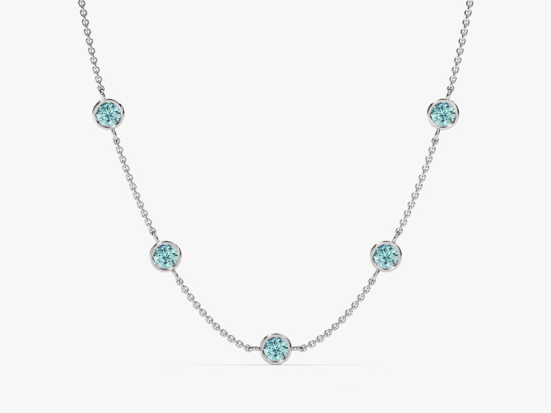 Station Aquamarine Birthstone Necklace