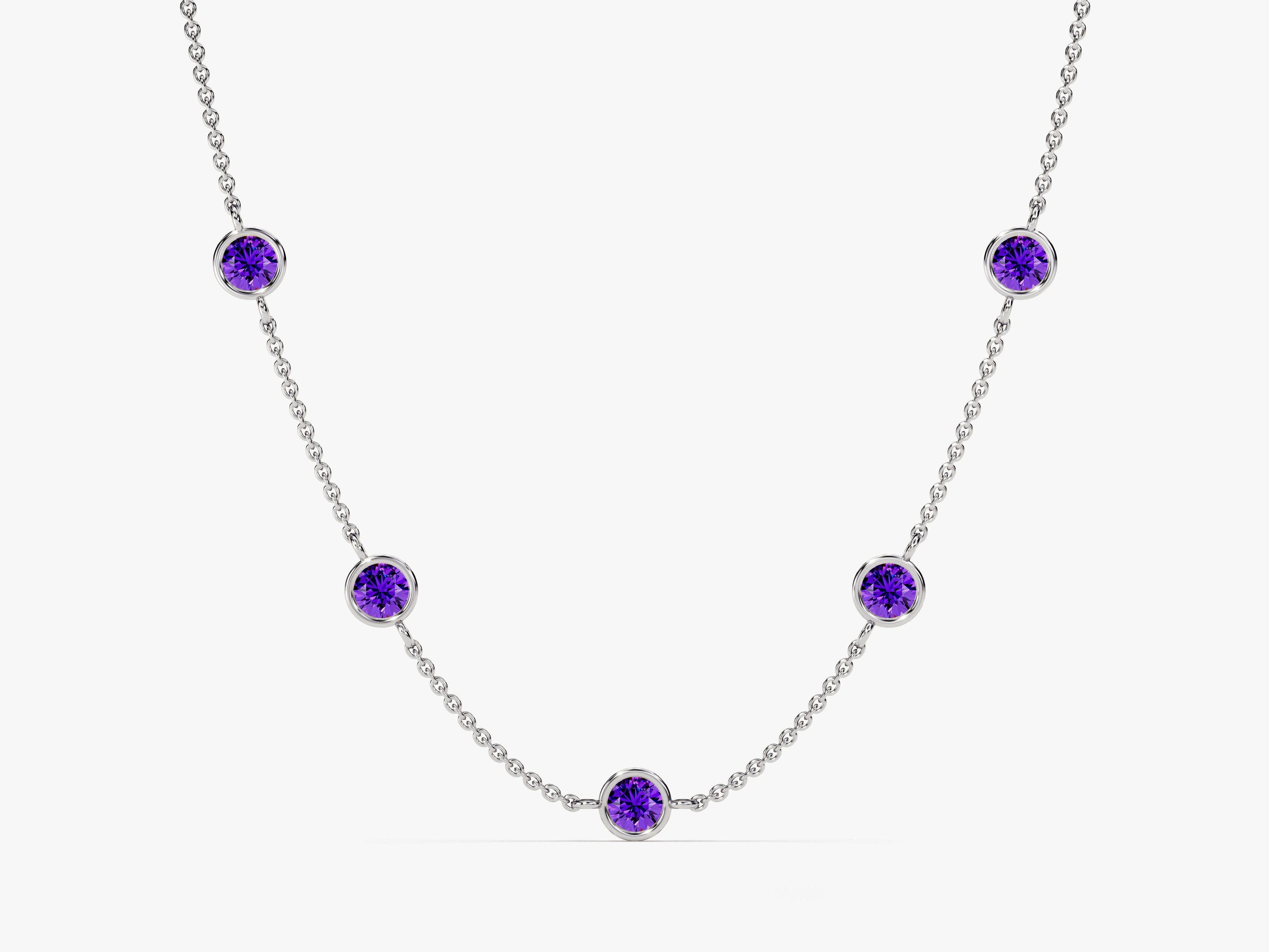 Station Amethyst Birthstone Necklace