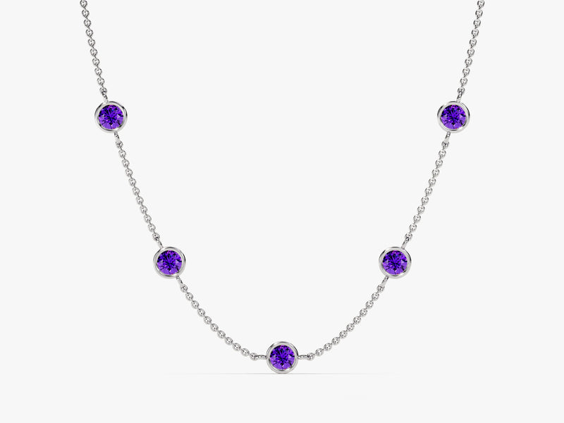 Station Amethyst Birthstone Necklace