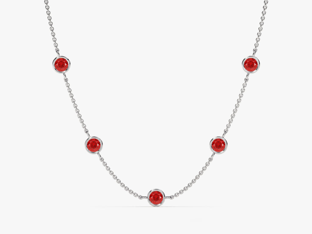 Station Ruby Birthstone Necklace
