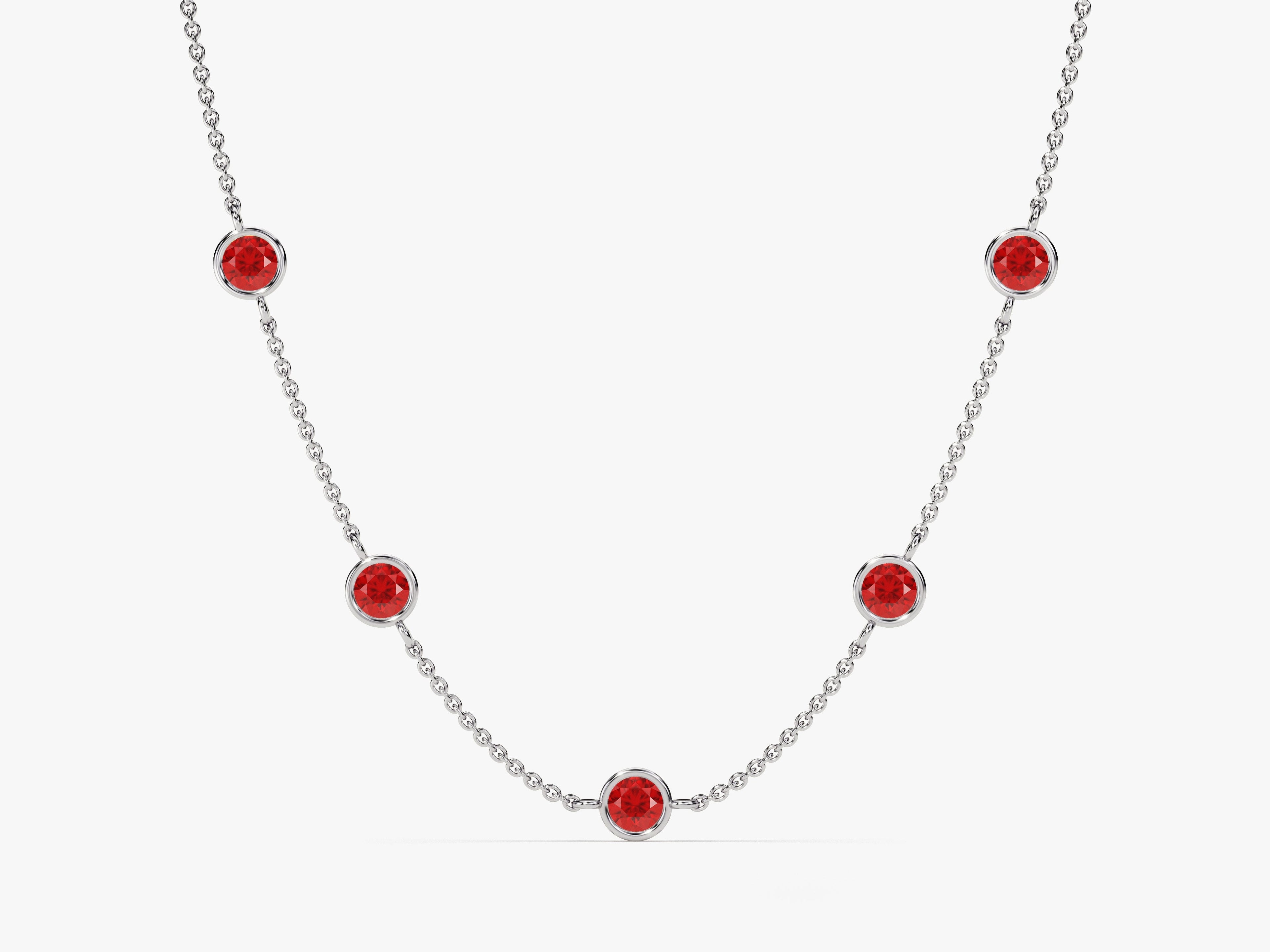 Station Ruby Birthstone Necklace