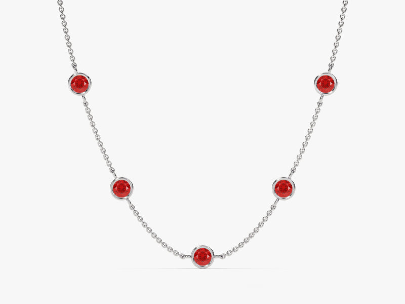 Station Ruby Birthstone Necklace