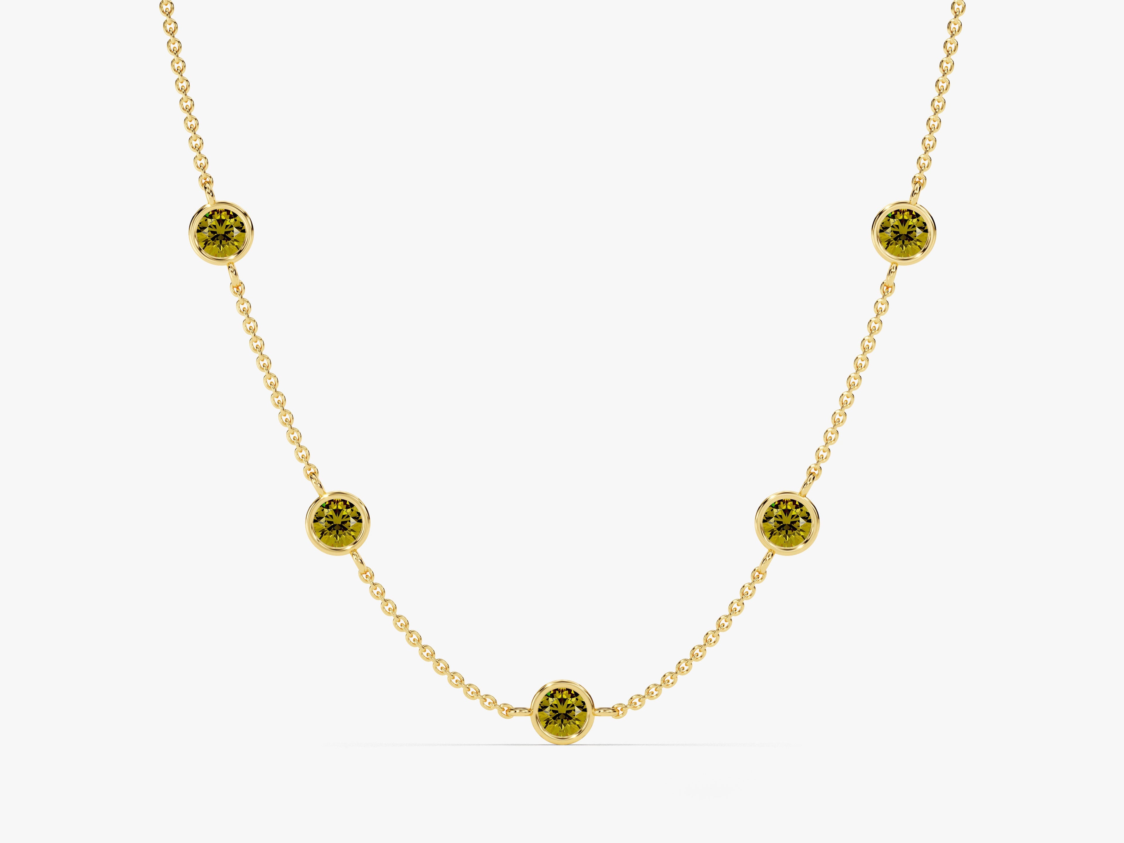 Station Peridot Birthstone Necklace