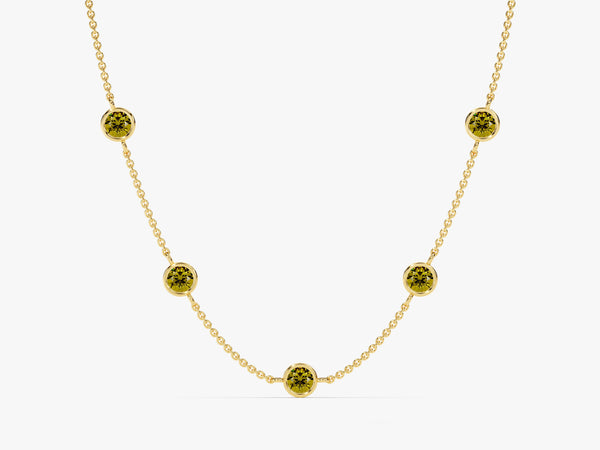 Station Peridot Birthstone Necklace