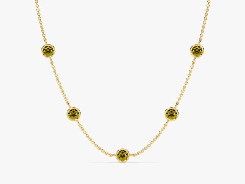 Station Peridot Birthstone Necklace