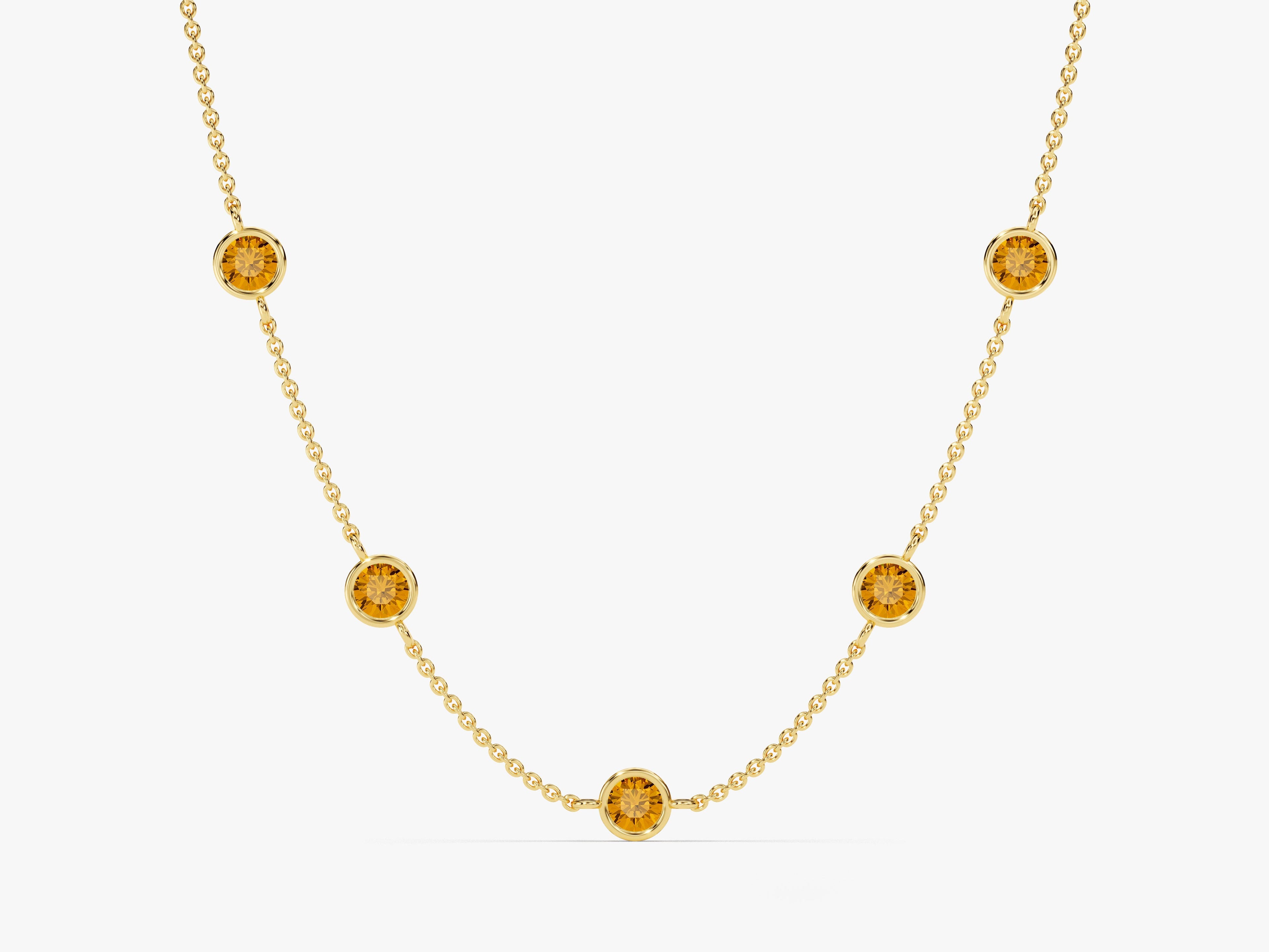 Station Citrine Birthstone Necklace