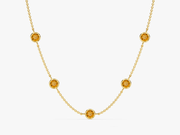 Station Citrine Birthstone Necklace