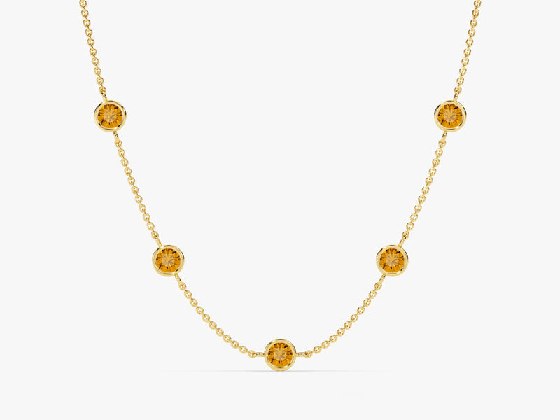 Station Citrine Birthstone Necklace