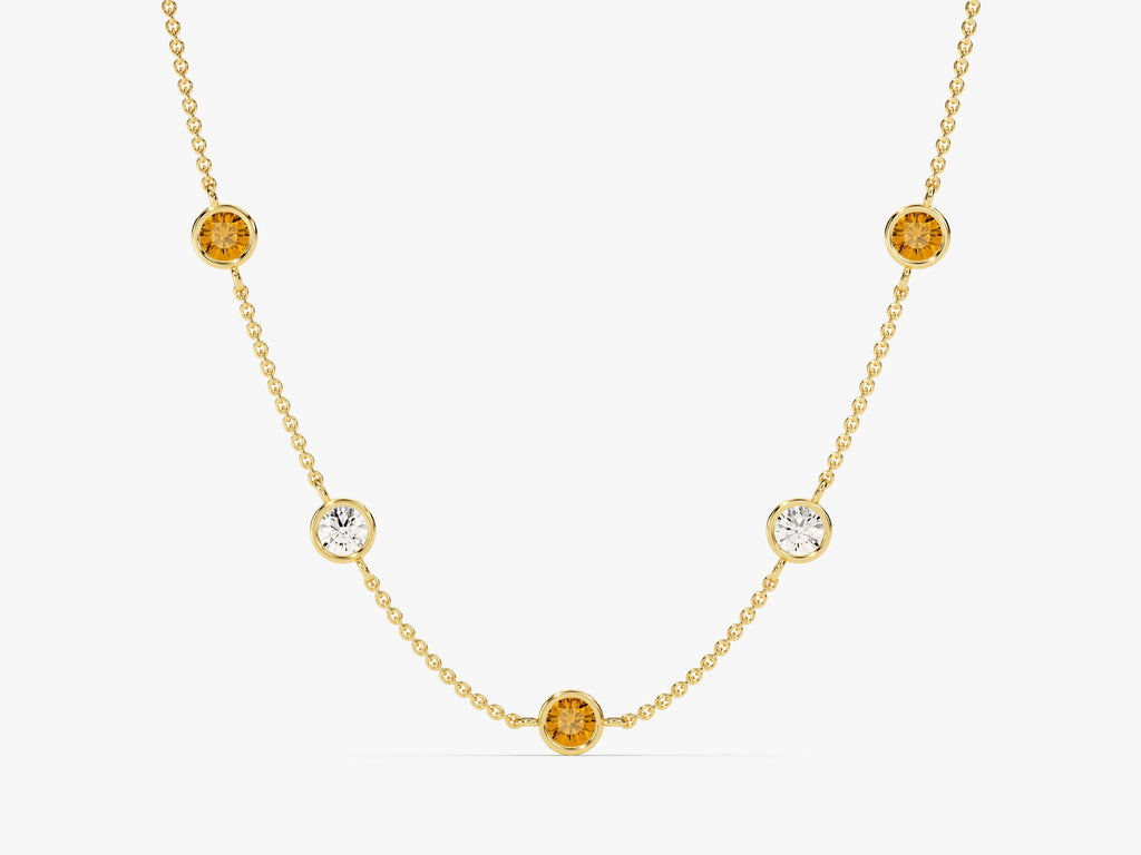 Station Citrine Birthstone Necklace