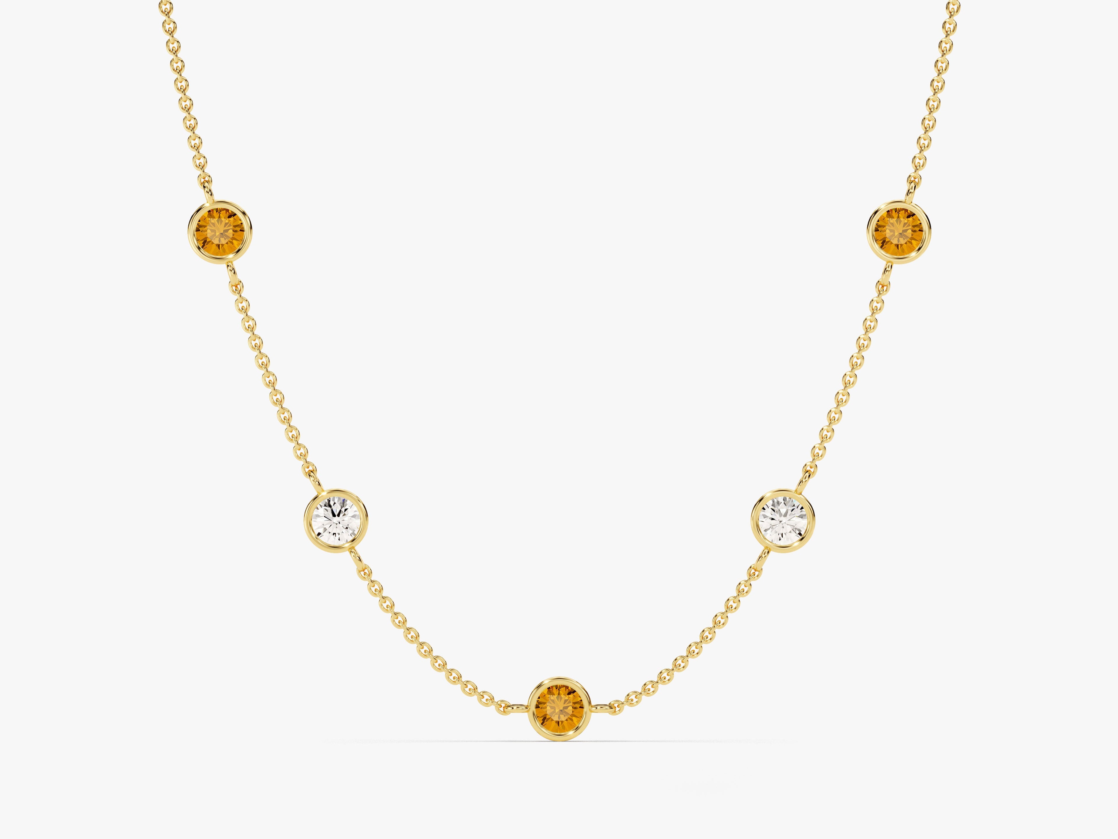 Station Citrine Birthstone Necklace