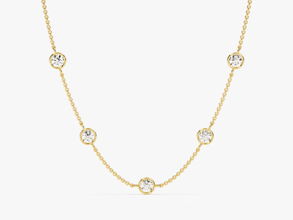 Station Diamond Birthstone Necklace