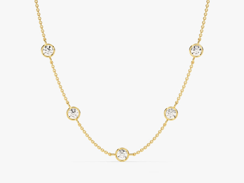 Station Diamond Birthstone Necklace