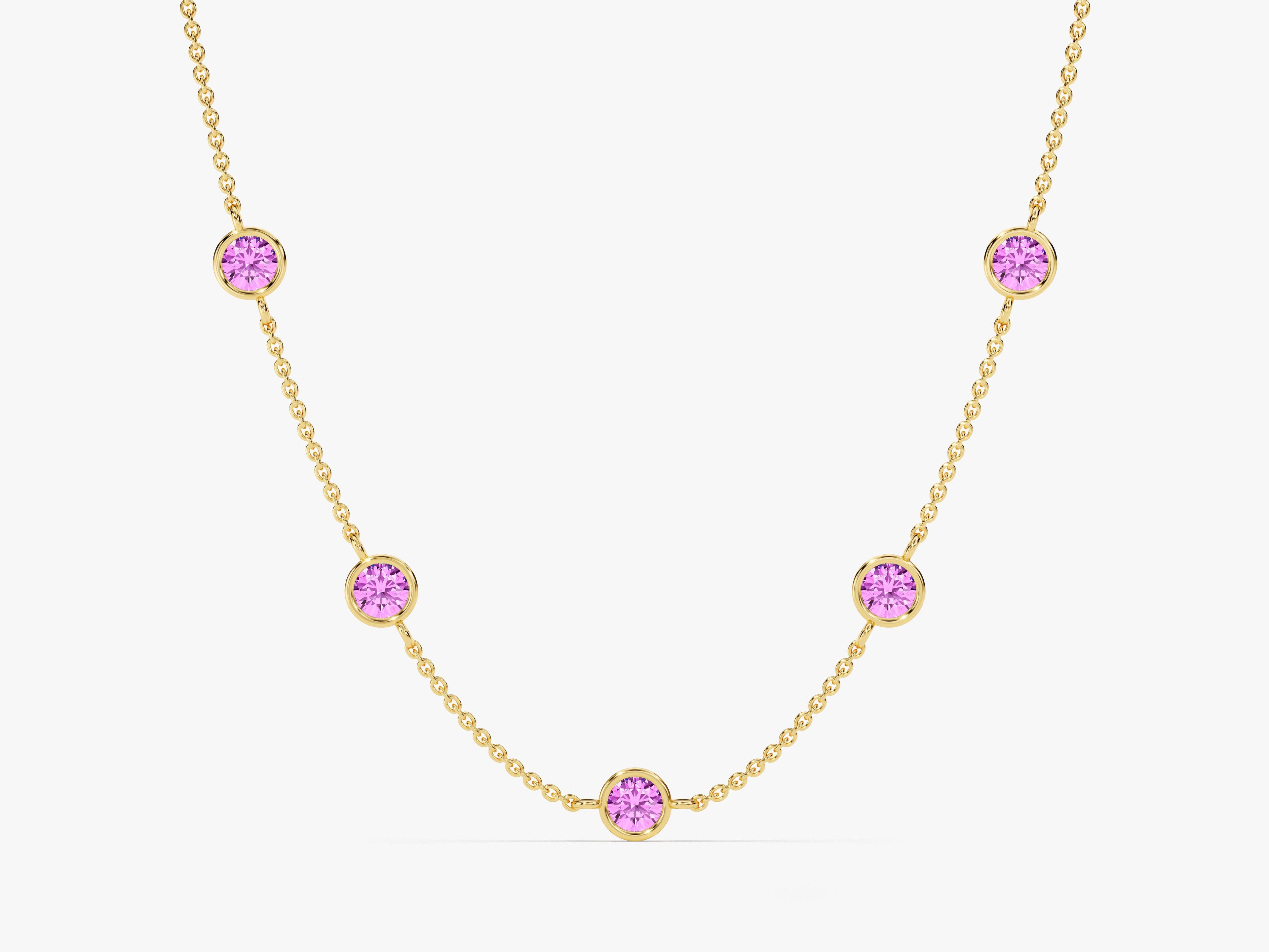 Station Pink Tourmaline Birthstone Necklace