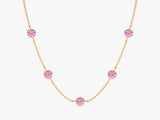 Station Pink Tourmaline Birthstone Necklace