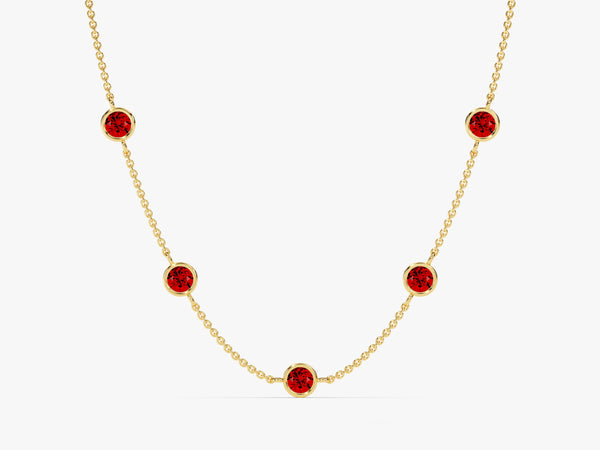 Station Garnet Birthstone Necklace