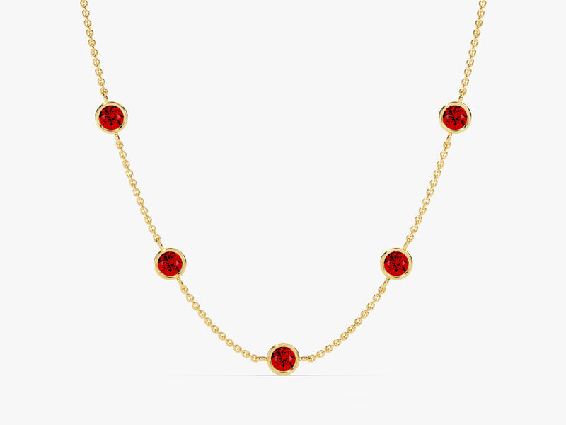 Station Garnet Birthstone Necklace