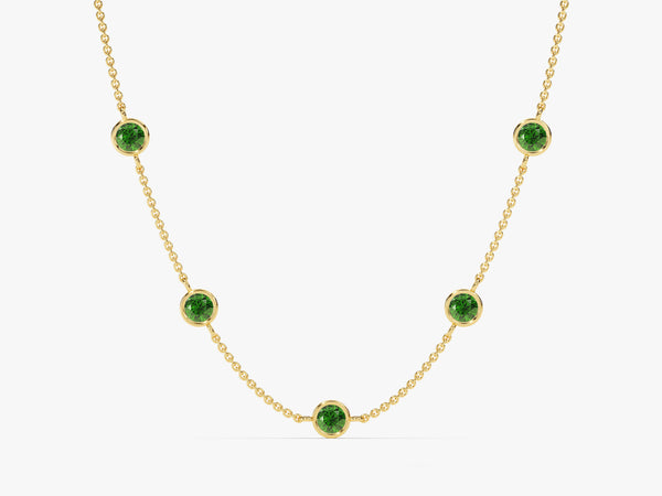 Station Emerald Birthstone Necklace