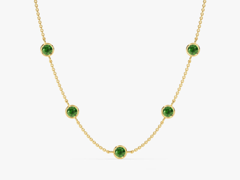 Station Emerald Birthstone Necklace