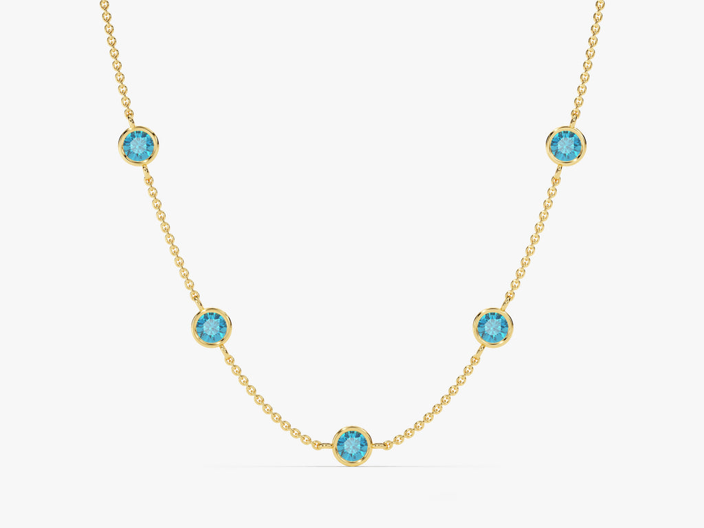 Station Blue Topaz Birthstone Necklace