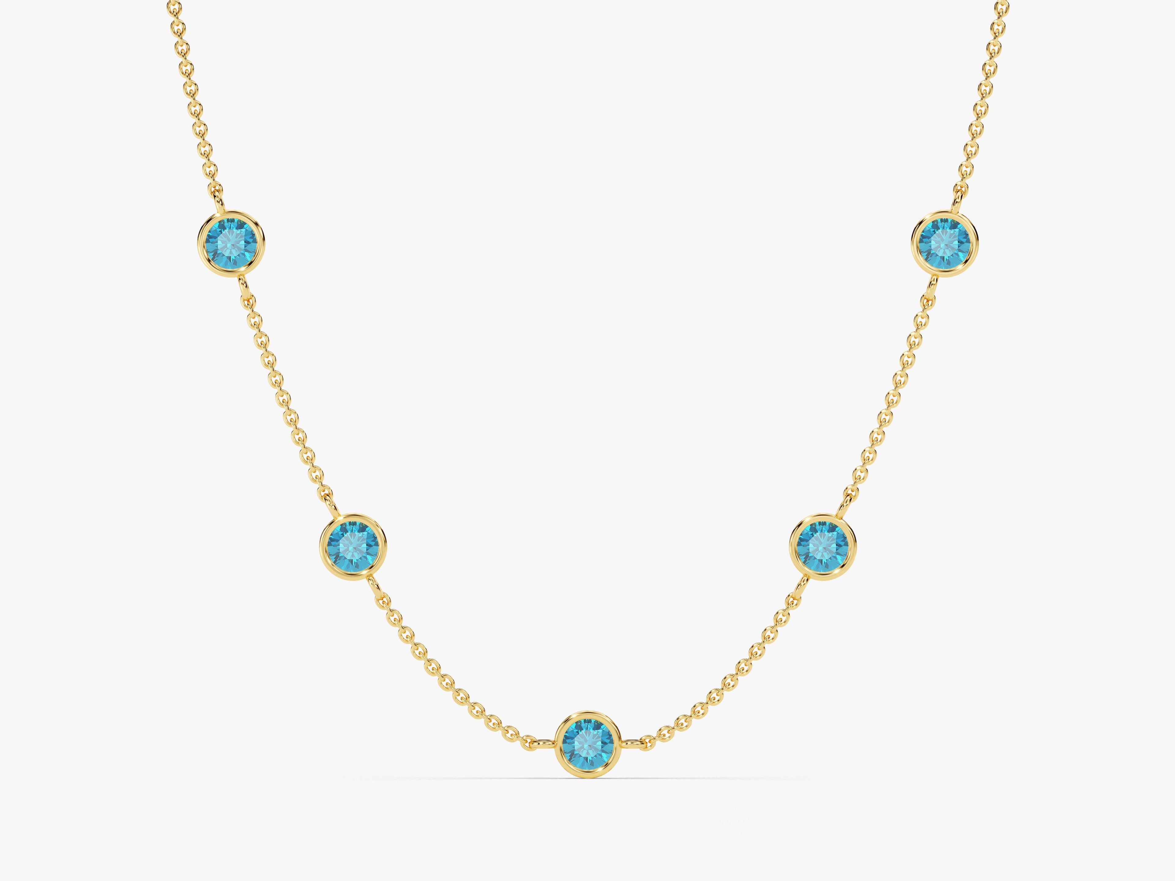 Station Blue Topaz Birthstone Necklace