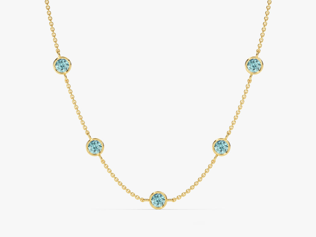 Station Aquamarine Birthstone Necklace