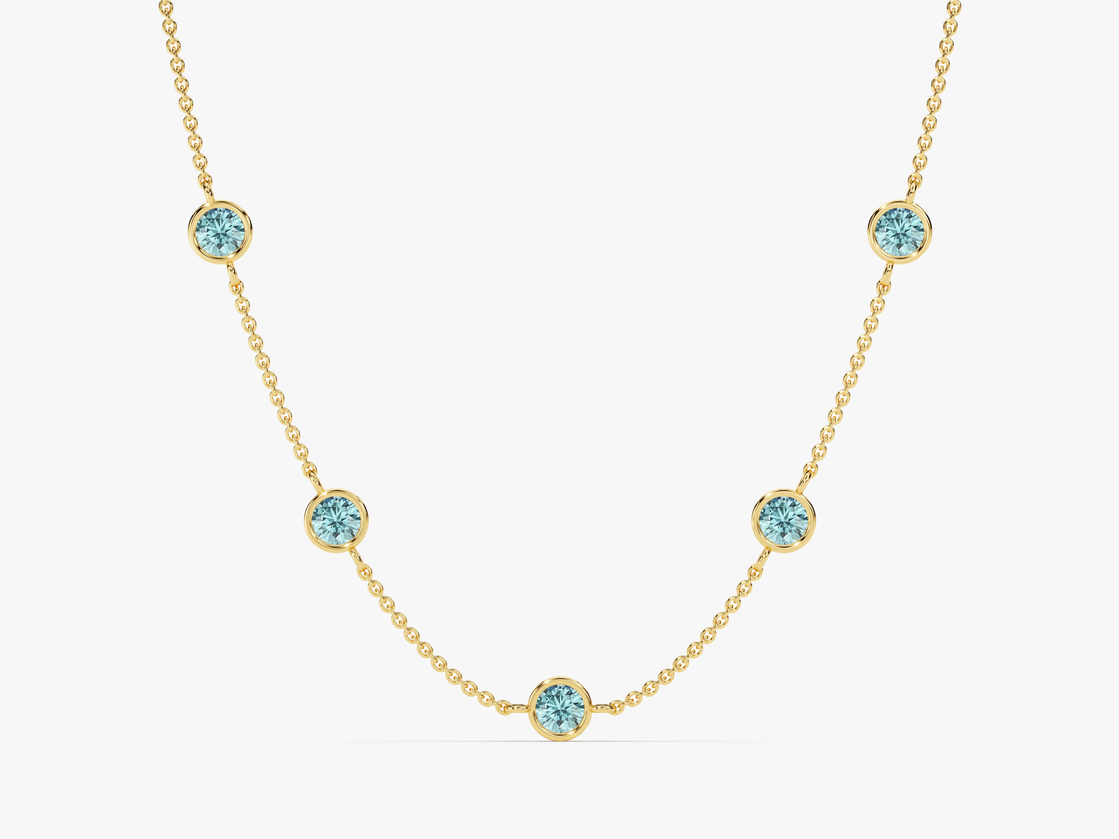 Station Aquamarine Birthstone Necklace