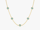 Station Aquamarine Birthstone Necklace