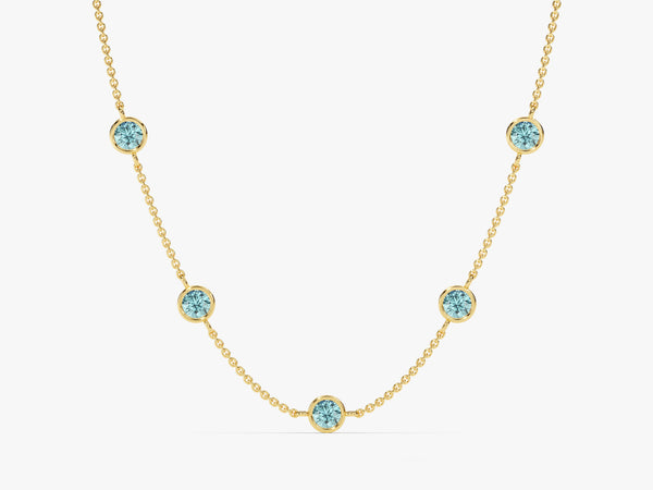 Station Aquamarine Birthstone Necklace