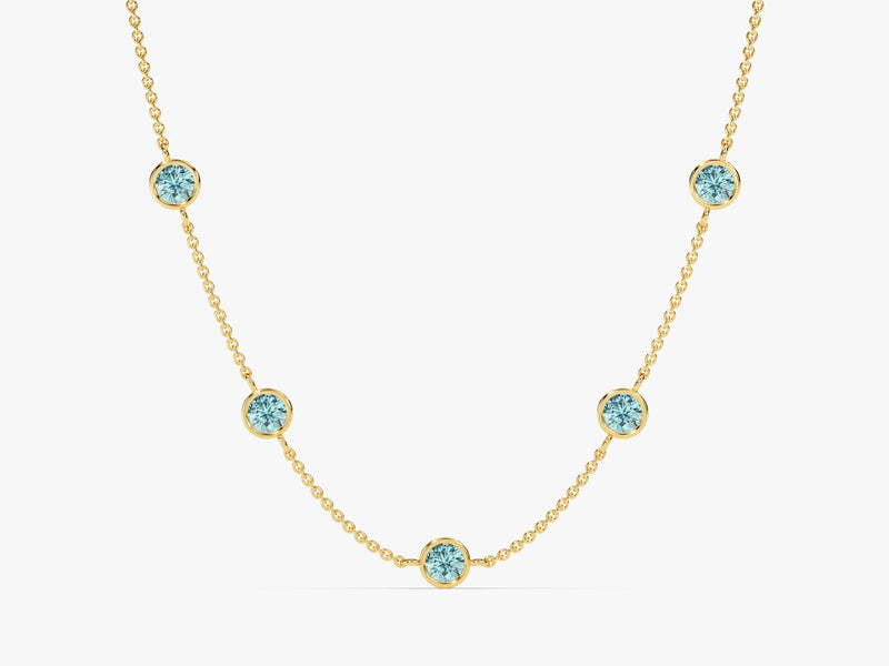 Station Aquamarine Birthstone Necklace