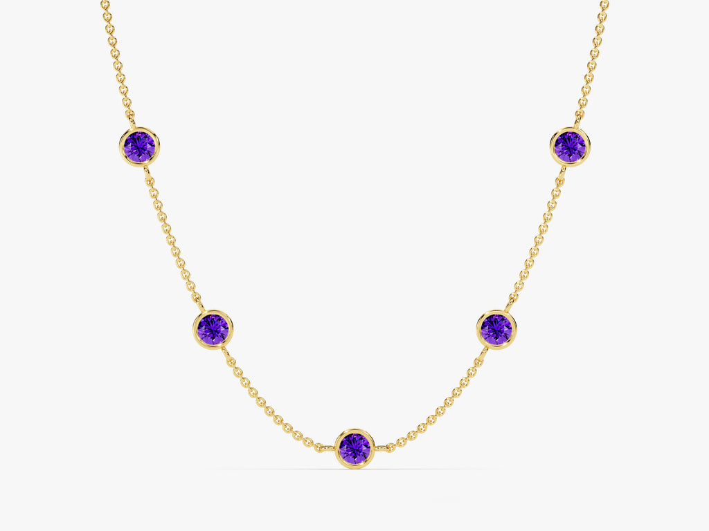 Station Amethyst Birthstone Necklace