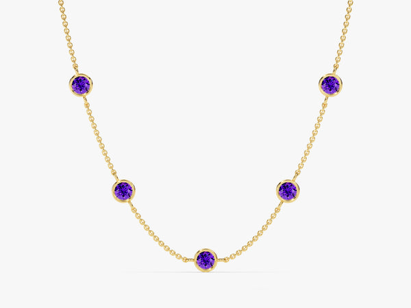 Station Amethyst Birthstone Necklace