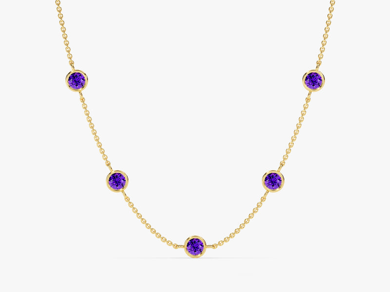 Station Amethyst Birthstone Necklace