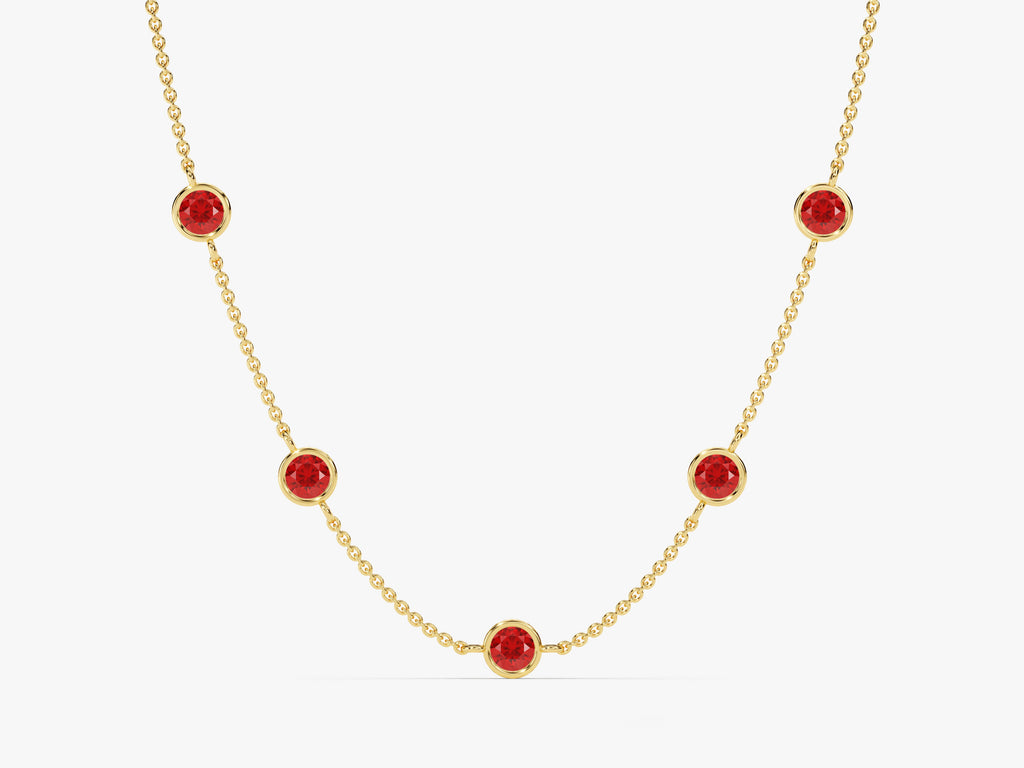 Station Ruby Birthstone Necklace
