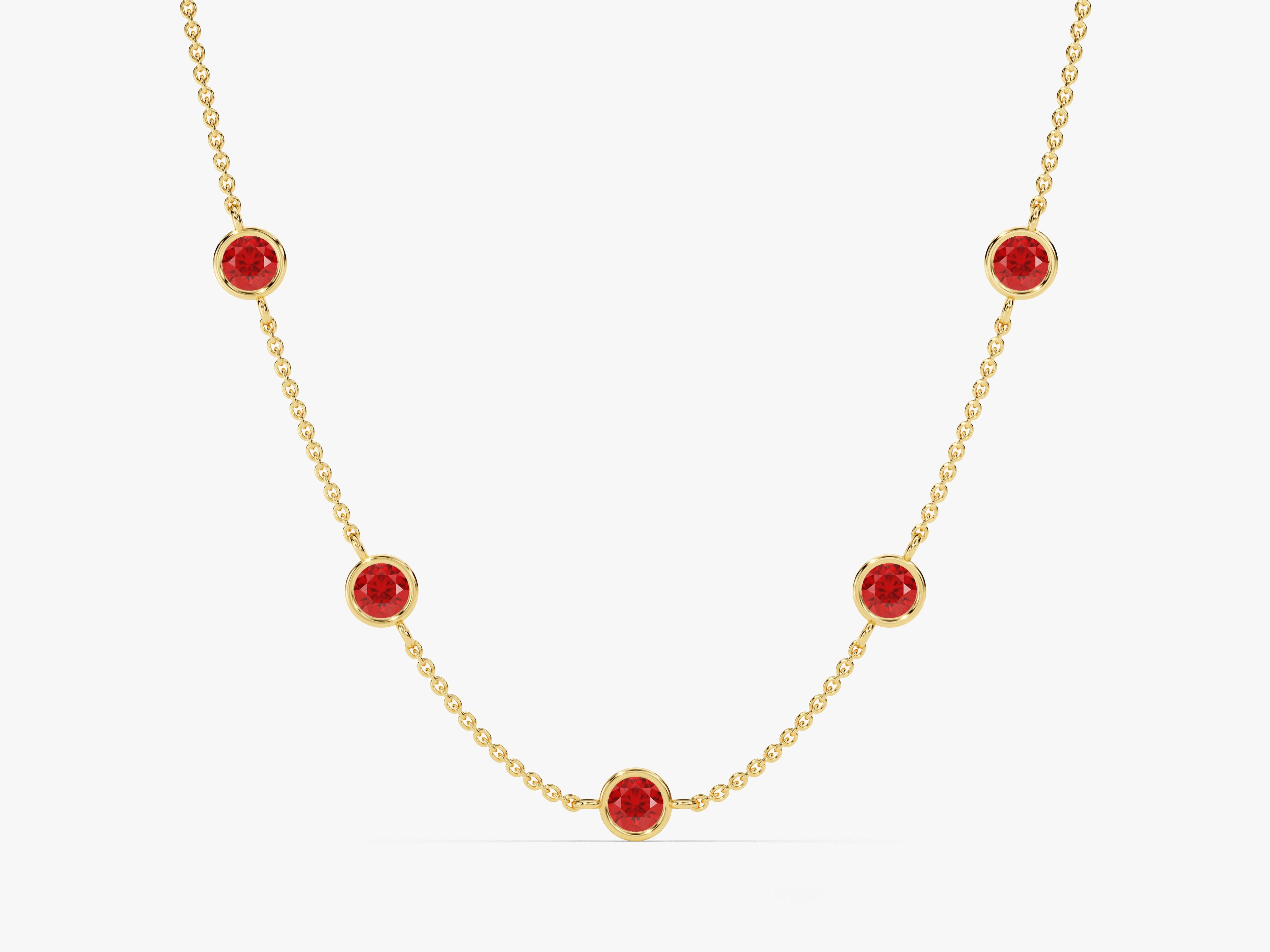 Station Ruby Birthstone Necklace
