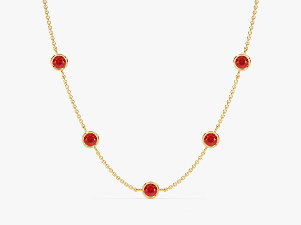 Station Ruby Birthstone Necklace