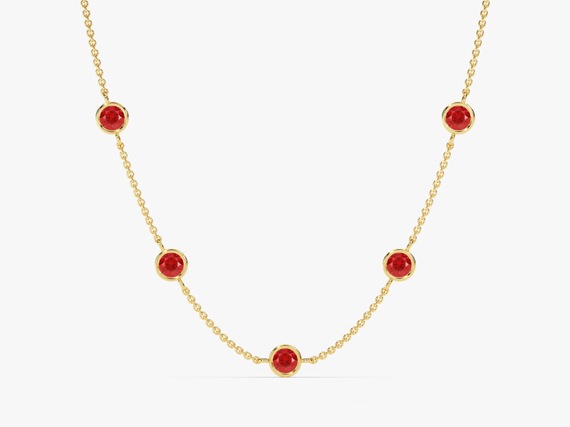 Station Ruby Birthstone Necklace