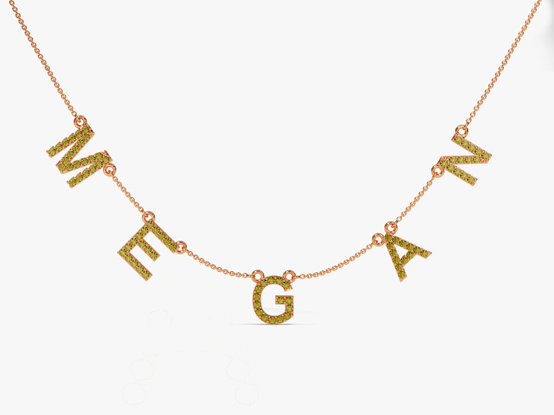 Peridot Birthstone Name Necklace