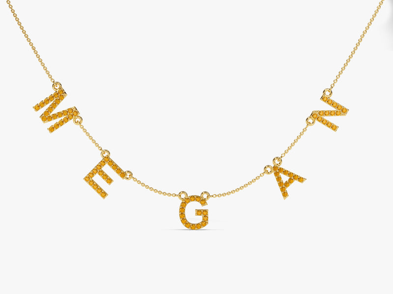 Citrine Birthstone Name Necklace