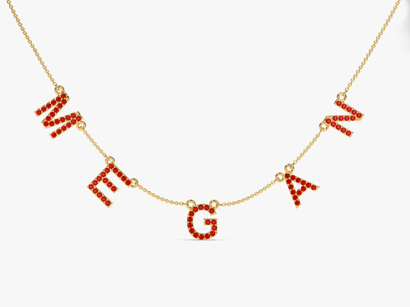 Garnet Birthstone Name Necklace