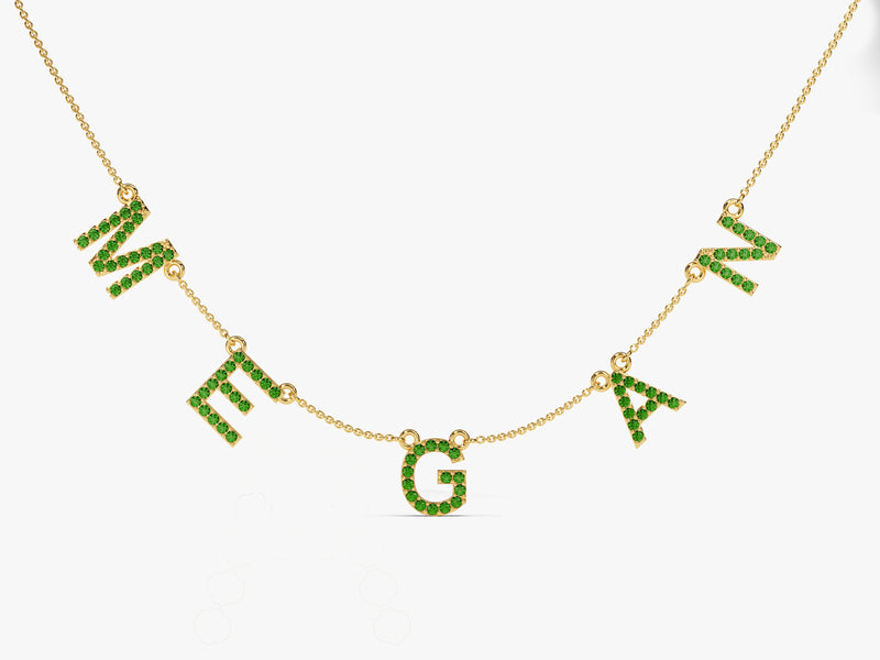 Emerald Birthstone Name Necklace