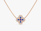 Floral Cluster Sapphire Birthstone Necklace