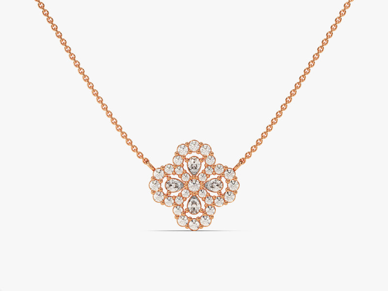 Floral Cluster Diamond Birthstone Necklace