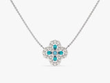 Floral Cluster Blue Topaz Birthstone Necklace