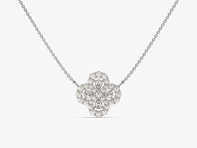 Floral Cluster Diamond Birthstone Necklace