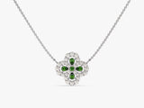 Floral Cluster Emerald Birthstone Necklace