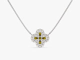 Floral Cluster Peridot Birthstone Necklace