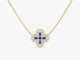 Floral Cluster Sapphire Birthstone Necklace