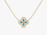 Floral Cluster Blue Topaz Birthstone Necklace