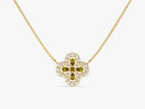 Floral Cluster Peridot Birthstone Necklace