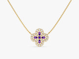 Floral Cluster Amethyst Birthstone Necklace